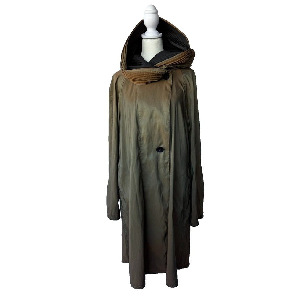 Mycra Pac Now Raincoat S/M Trench Coat Womens Brown‎ Scrunch Hood Lined Travel